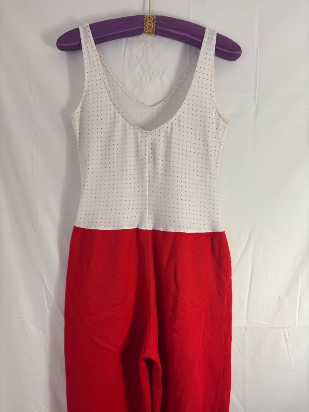 VTG Clown Core White + Red Polka Dot Jumpsuit Maximalist Size S - Picture 5 of 9